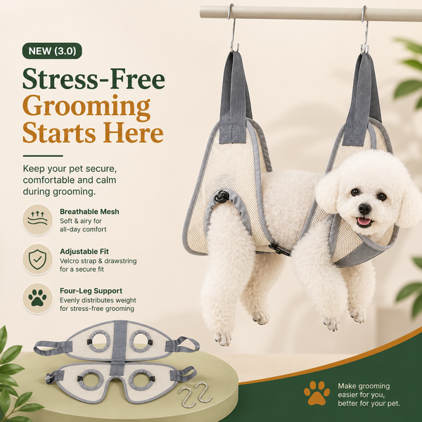 Adjustable Pet Grooming Hammock for Nail Trimming and Paw Care