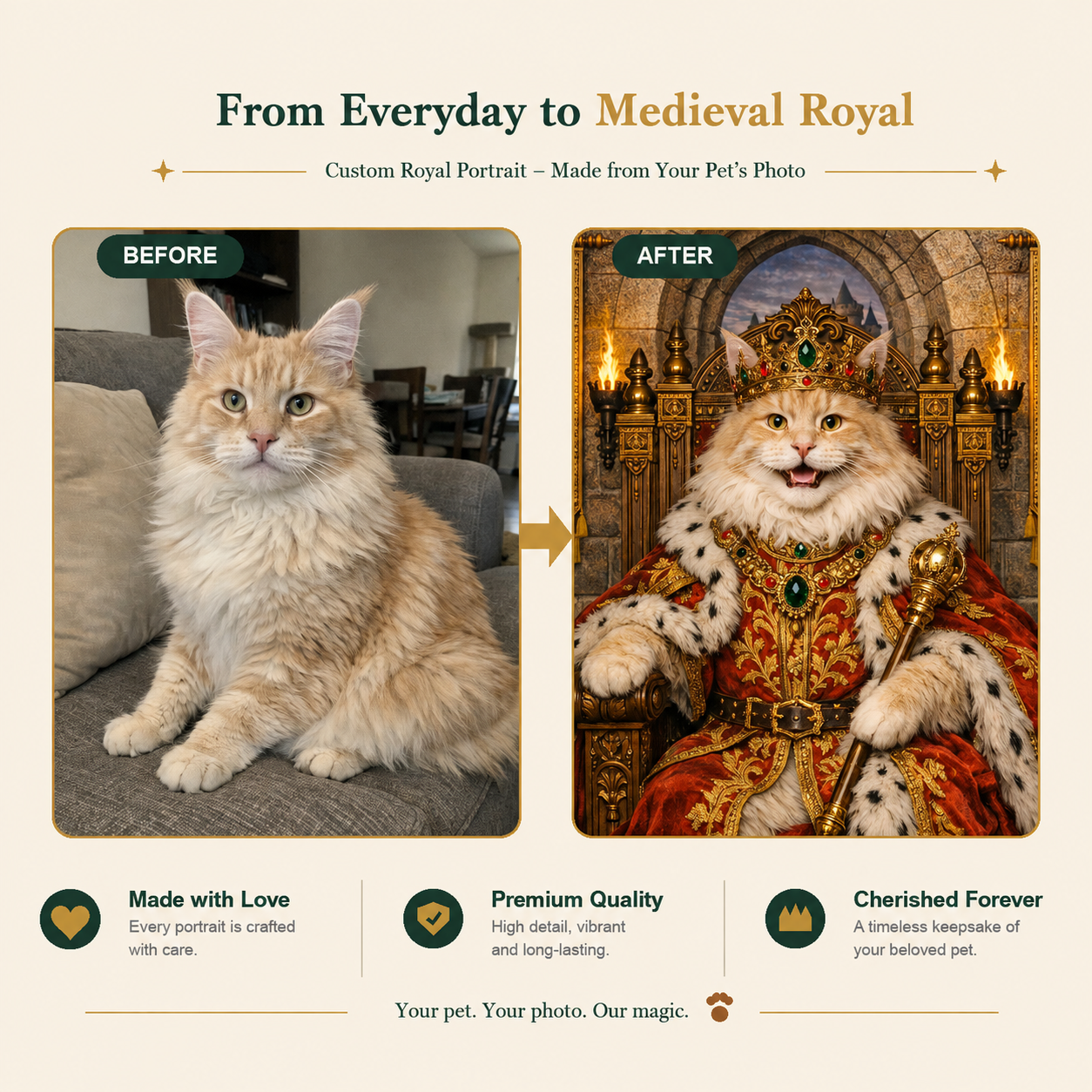 Medieval Royal Custom Pet Portrait – Your Pet as a Noble Legend