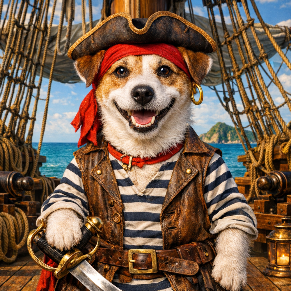 Pirate Custom Pet Portrait – Your Pet as a Legendary Captain