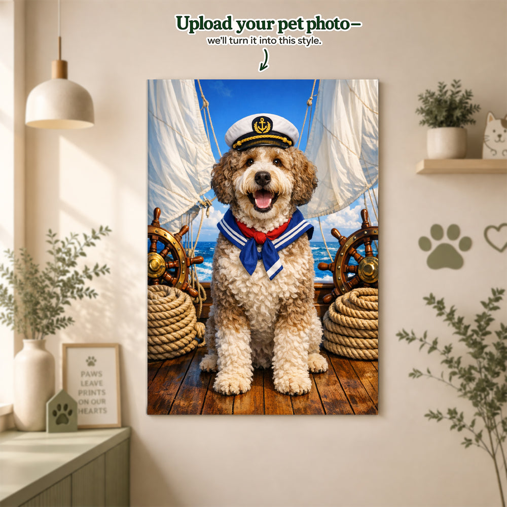 Sailing Custom Pet Portrait – Your Pet’s Adventure on the Open Sea