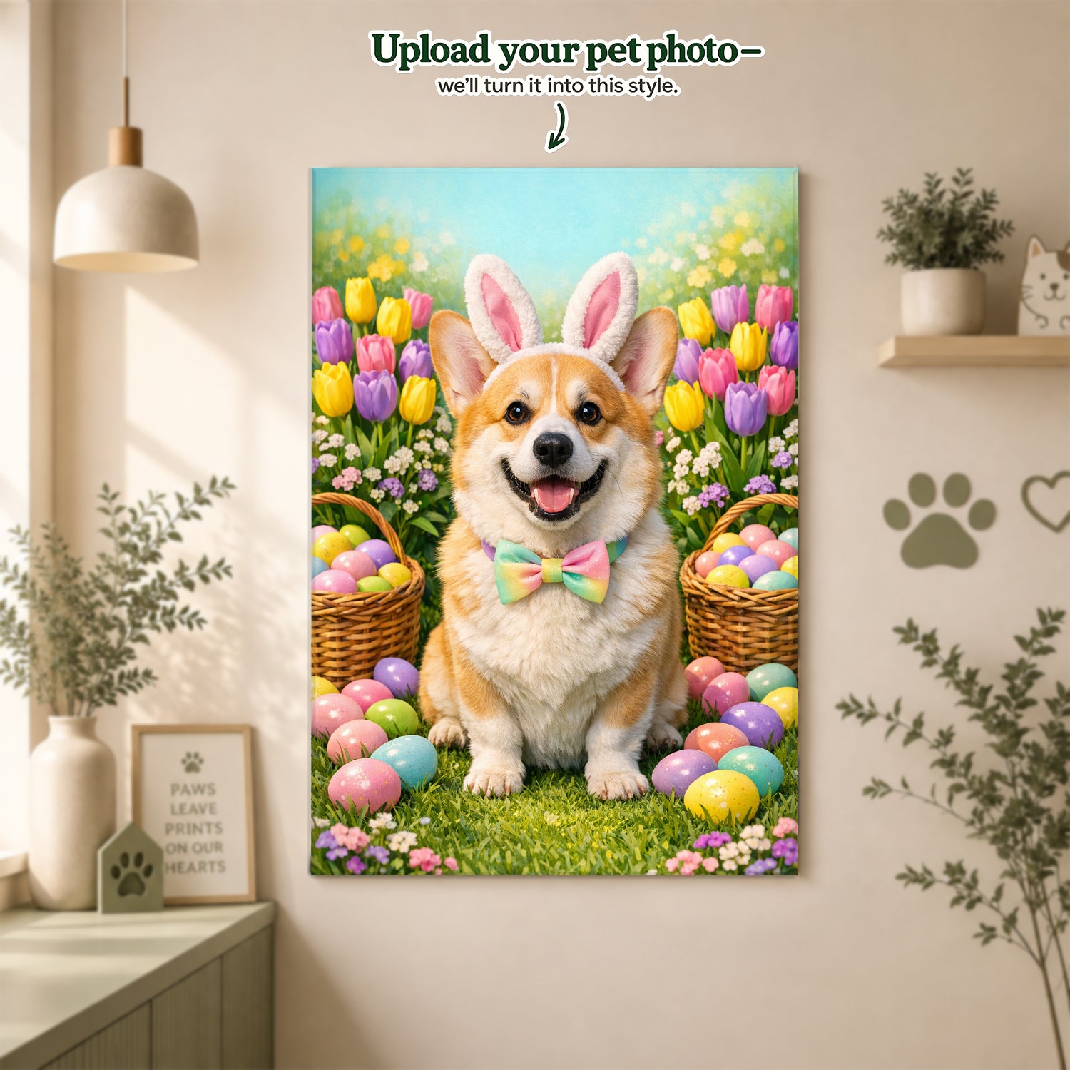 Easter Custom Pet Portrait – A Sweet Springtime Portrait from Your Pet’s Photo
