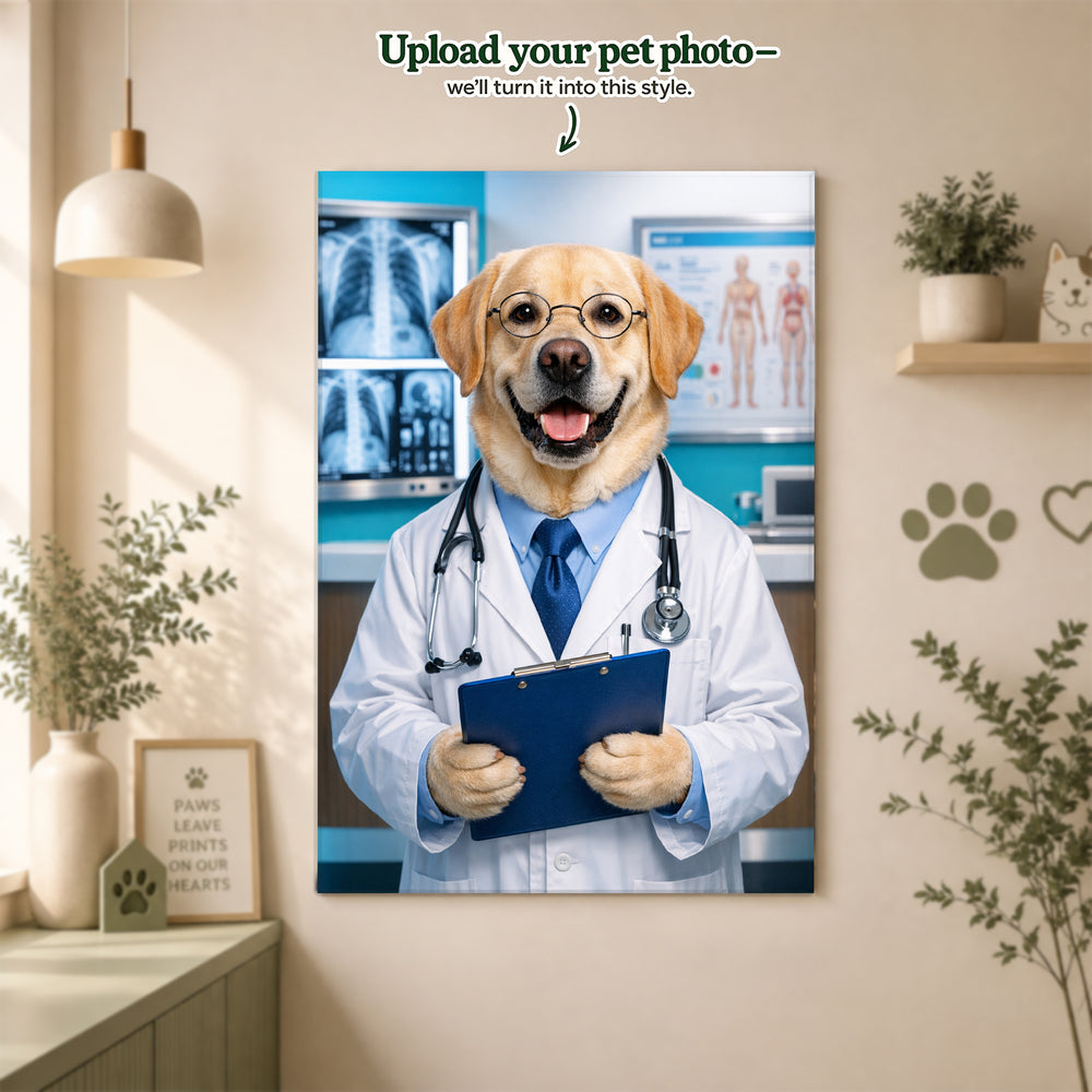 Doctor Custom Pet Portrait – Your Pet as the Cutest Doctor on Duty