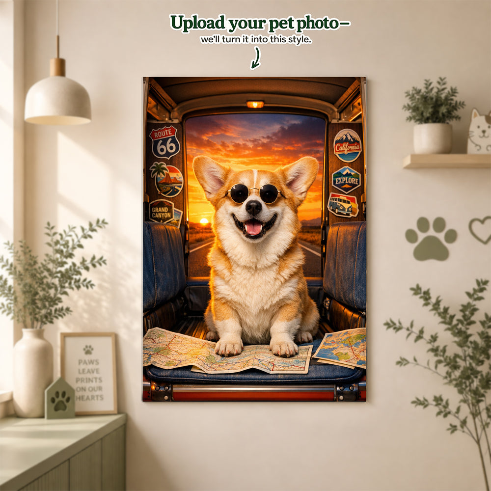 Road Trip Custom Pet Portrait – Every Adventure Is Better with Your Pet