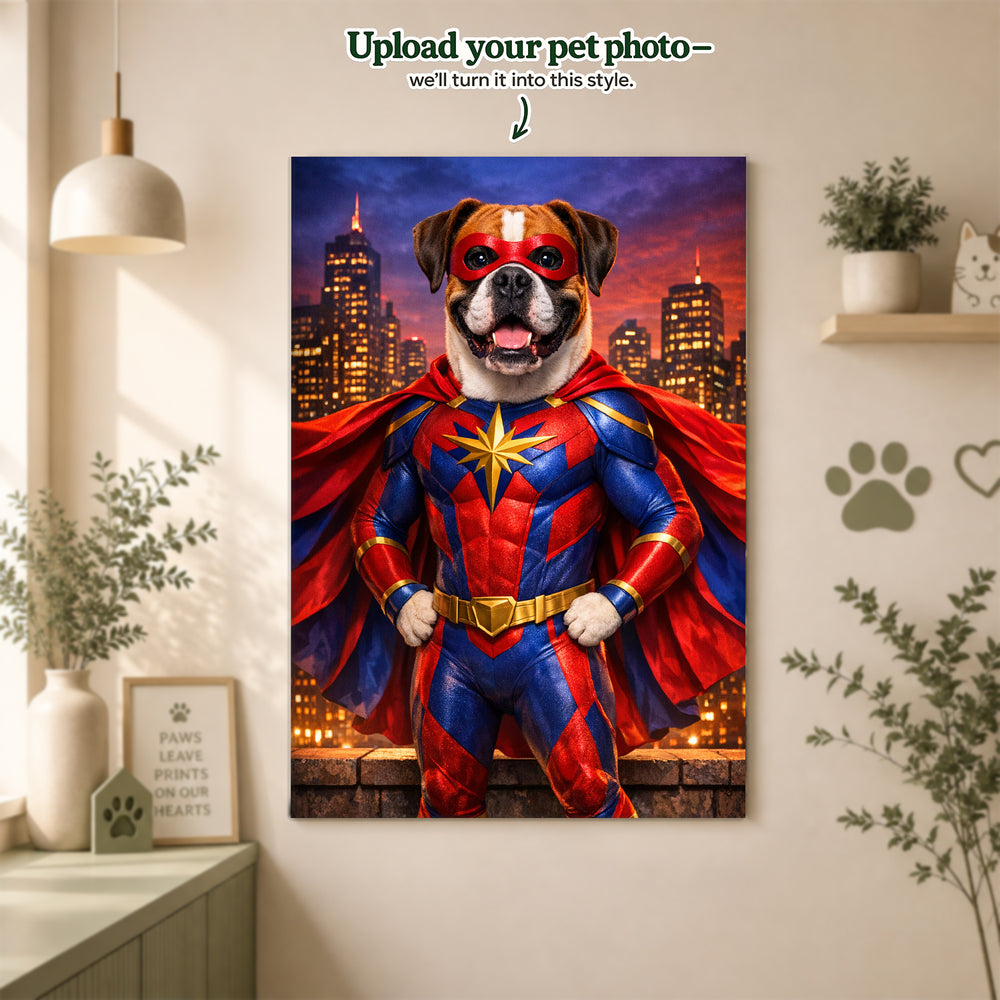 Superhero Custom Pet Portrait – Turn Your Pet into the Ultimate Hero