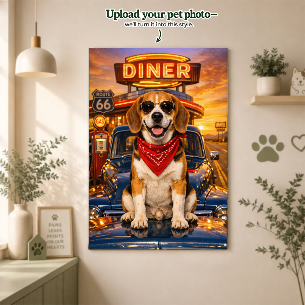 Vintage Americana Custom Pet Portrait – Classic American Charm from Your Pet’s Photo