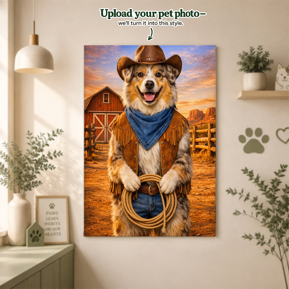Cowboy Custom Pet Portrait – Your Pet as a Wild West Legend