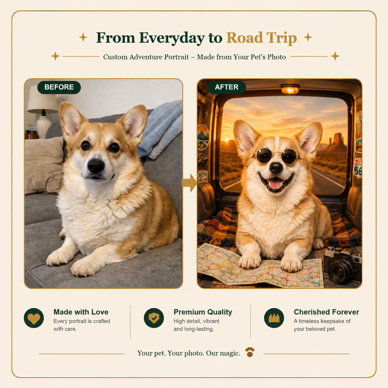Road Trip Custom Pet Portrait – Every Adventure Is Better with Your Pet