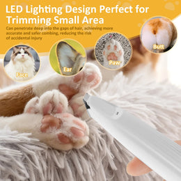 Cordless High-Speed Pet Paw Trimmer with LED Light, Low-Noise Motor, and Waterproof Design