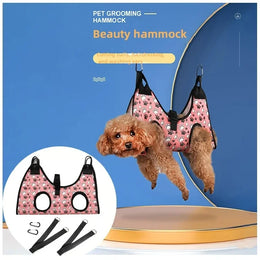 Adjustable Pet Grooming Hammock Harness for Safe Nail Trimming, Paw Care, and Anti-Scratch Restraint