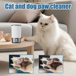 Portable Automatic Pet Paw Cleaner with Soft Silicone Brush, Waterproof Design, and USB-C Rechargeable Power