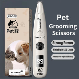 Waterproof Low-Noise Electric Pet Detail Trimmer with LED Light for Paws, Face, Ears, and Sensitive Areas