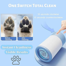 Portable Automatic Pet Paw Cleaner with Soft Silicone Brush, Waterproof Design, and USB-C Rechargeable Power