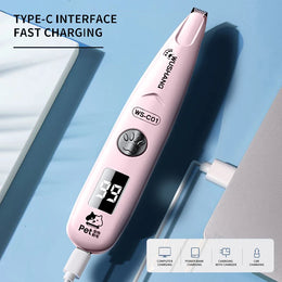 Waterproof Low-Noise Electric Pet Detail Trimmer with LED Light for Paws, Face, Ears, and Sensitive Areas