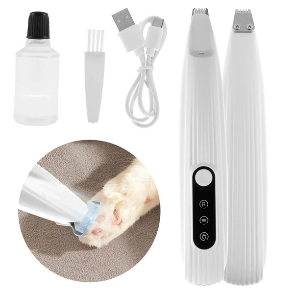 Cordless High-Speed Pet Paw Trimmer with LED Light, Low-Noise Motor, and Waterproof Design