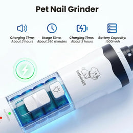 Rechargeable Low-Noise Electric Pet Nail Grinder with LED Light and USB Charging for Safe, Precise Paw Grooming