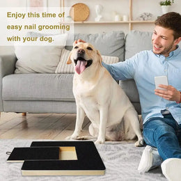 Pull-Out Wooden Dog Nail Scratch Board with Replaceable Sandpaper and Built-In Treat Box for Stress-Free Nail Trimming