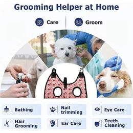 Adjustable Pet Grooming Hammock Harness for Safe Nail Trimming, Paw Care, and Anti-Scratch Restraint