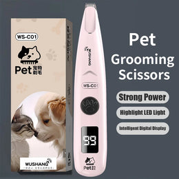 Waterproof Low-Noise Electric Pet Detail Trimmer with LED Light for Paws, Face, Ears, and Sensitive Areas