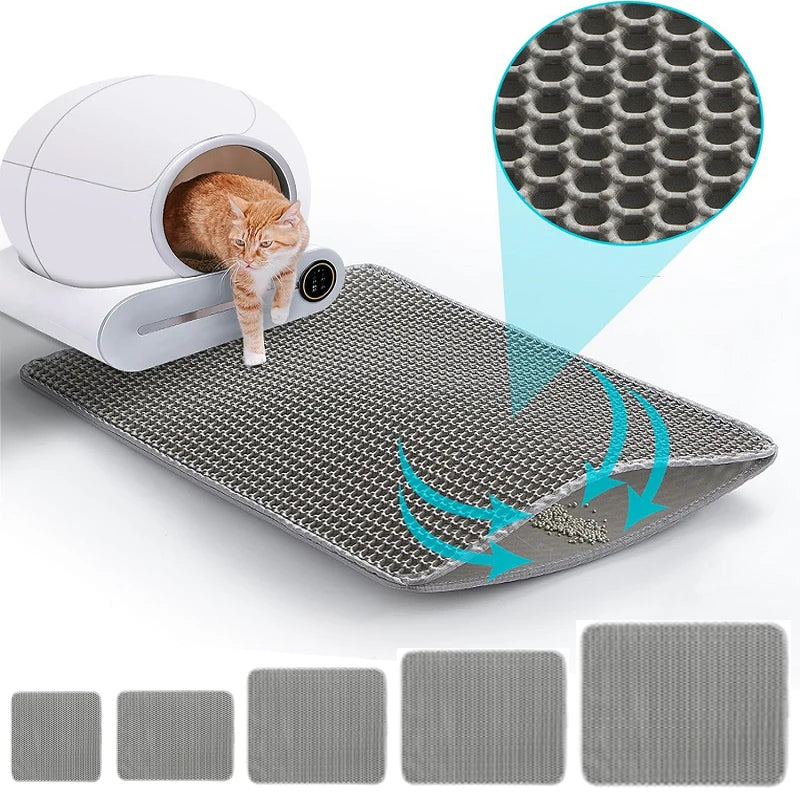Large Waterproof Double-Layer Cat Litter Trapping Mat with Non-Slip Base