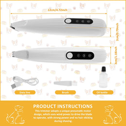 Cordless High-Speed Pet Paw Trimmer with LED Light, Low-Noise Motor, and Waterproof Design