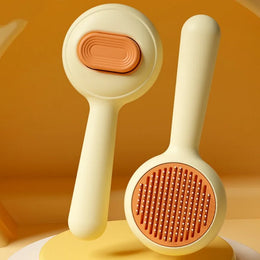 One-Touch Self-Cleaning Pet Grooming Brush with Rounded Pins for Loose Fur Removal – Dogs & Cats