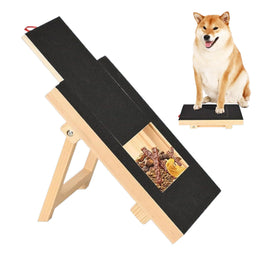 Pull-Out Wooden Dog Nail Scratch Board with Replaceable Sandpaper and Built-In Treat Box for Stress-Free Nail Trimming