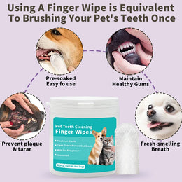 Lick-Safe Pet Dental Cleaning Finger Wipes for Dogs and Cats – Disposable Oral Care Gloves for Teeth and Gum Cleaning