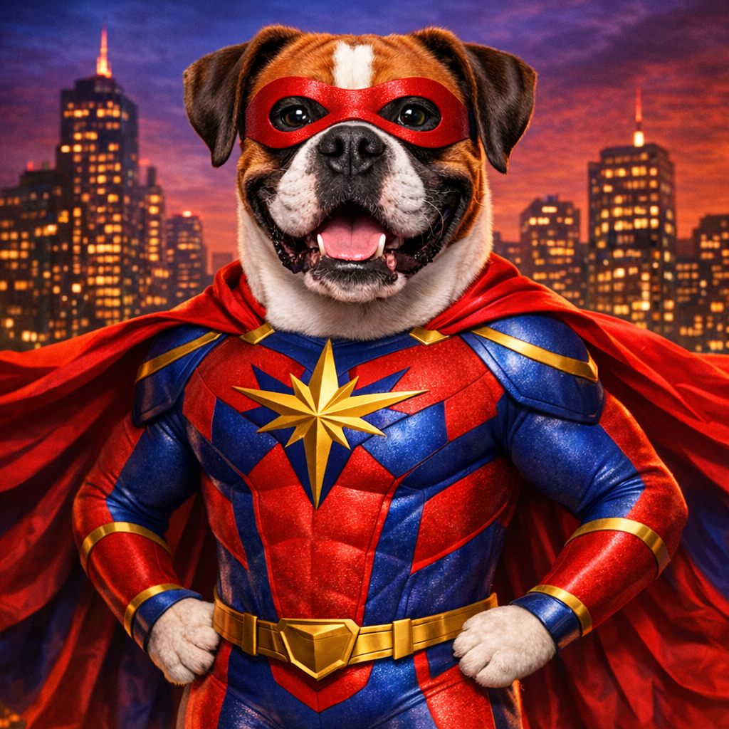 Superhero Custom Pet Portrait – Turn Your Pet into the Ultimate Hero
