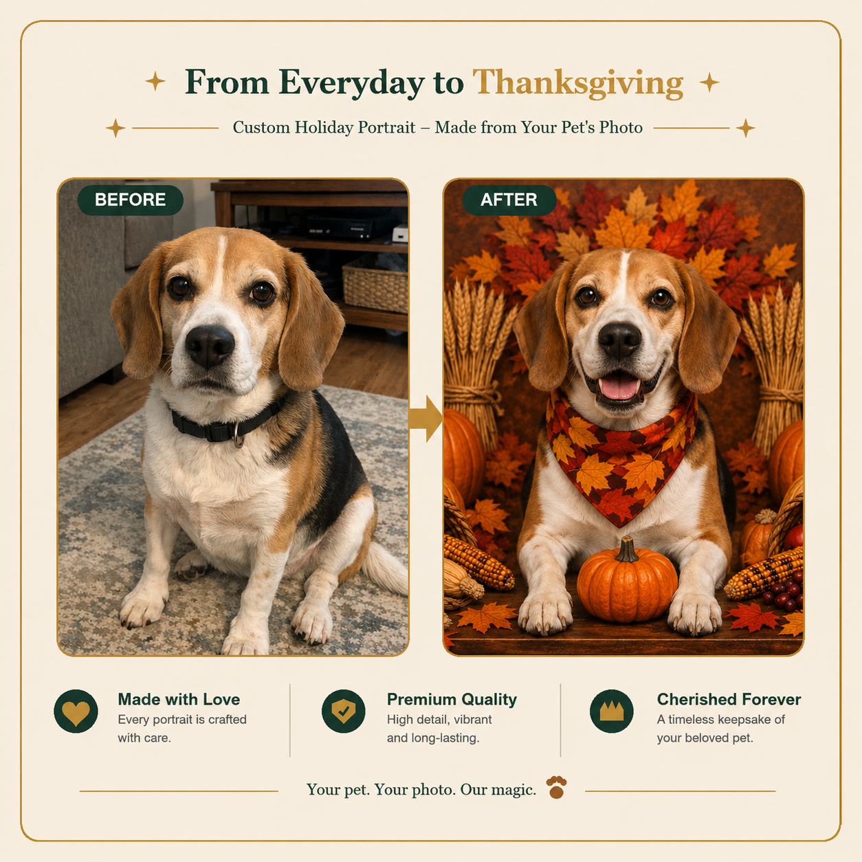 Thanksgiving Custom Pet Portrait – Celebrate the One You’re Always Thankful For