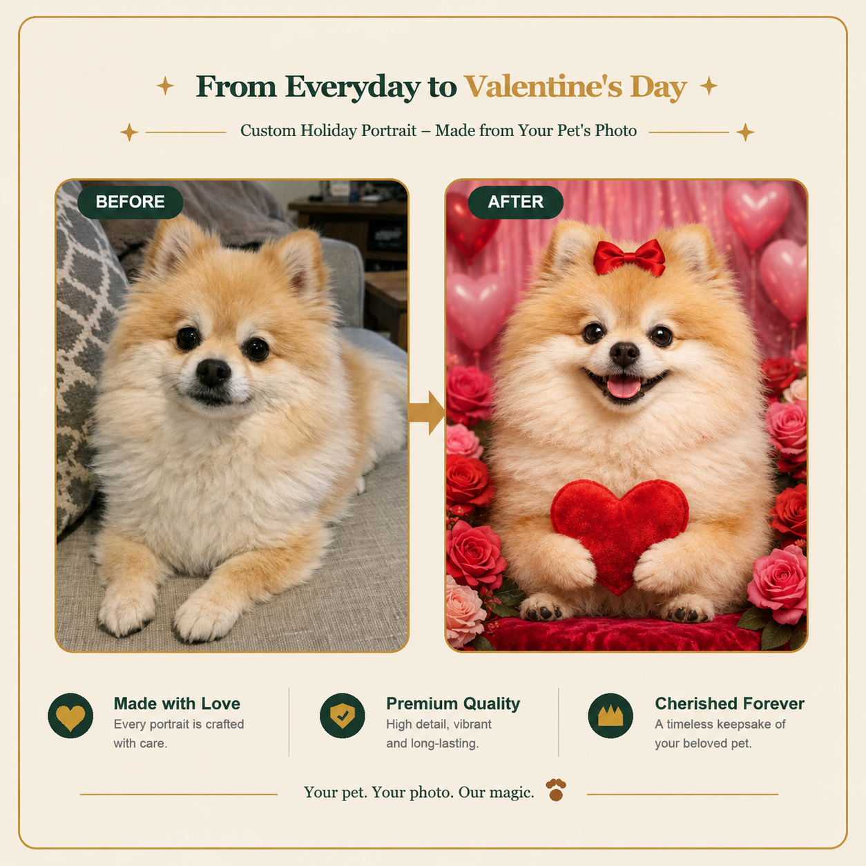 Valentine’s Day Custom Pet Portrait – Celebrate the Love That’s Always There