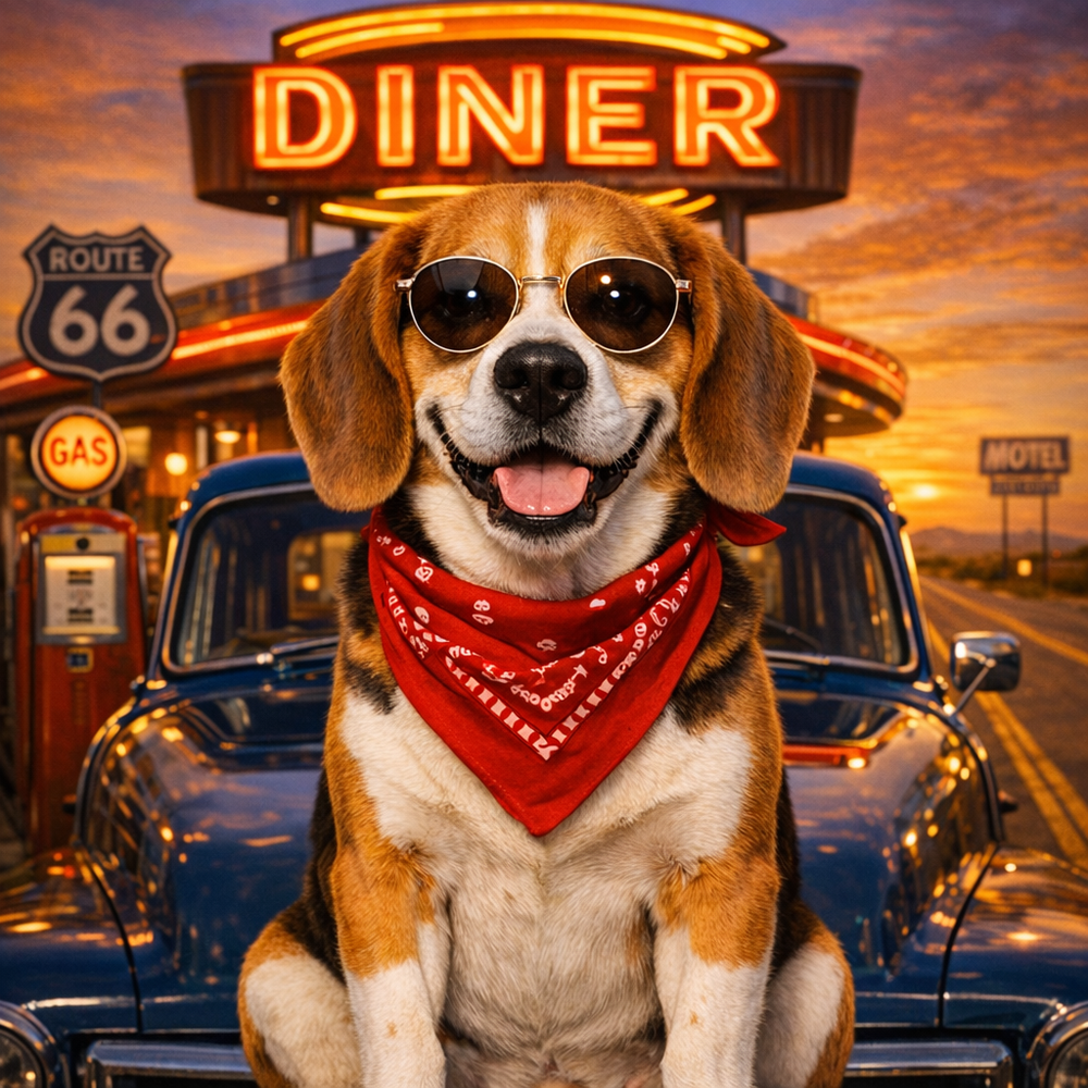 Vintage Americana Custom Pet Portrait – Classic American Charm from Your Pet’s Photo