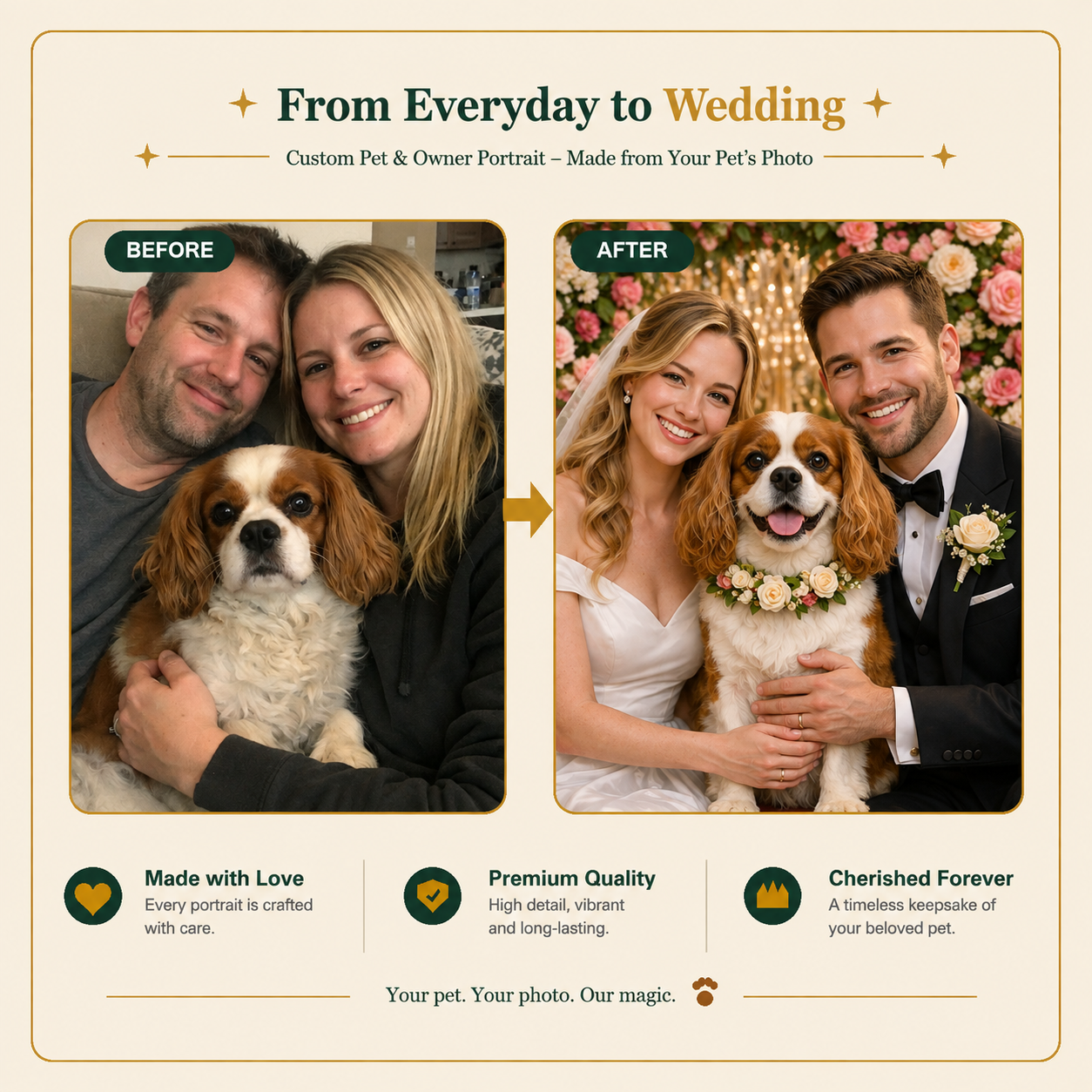 Custom Pet & Owner Wedding Portrait – Make Your Best Friend Part of the Big Day