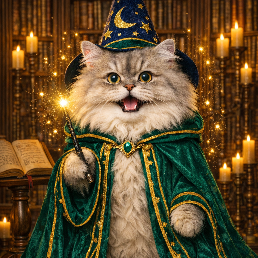 Wizard Custom Pet Portrait – Turn Your Pet into a Magical Legend