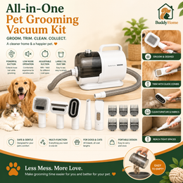 6-in-1 Pet Grooming Vacuum Kit with Clippers and Powerful Suction