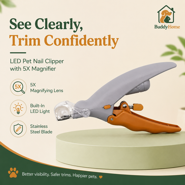 Precision LED Pet Nail Clipper with 5X Magnifier and Safety Guard